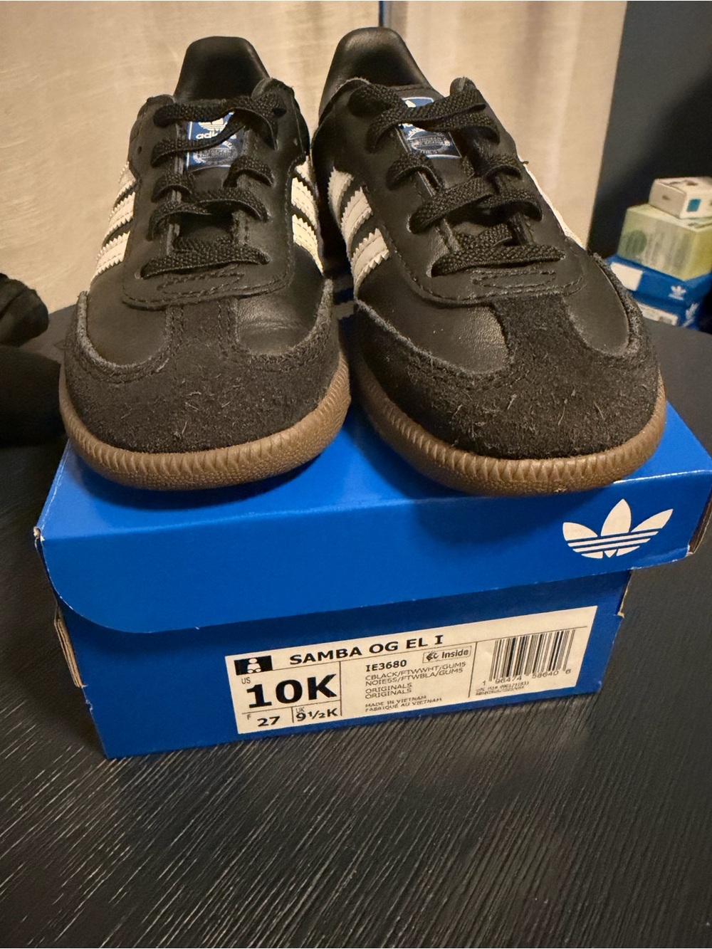 adidas Kids Black and White Classic Samba Sneakers - Size 10k
